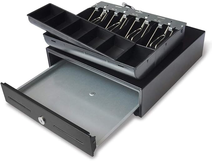 POS Cash Register Drawer with Removable Tray - RJ11 Cable Included Keys - T
