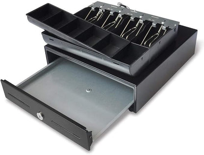 POS Cash Register Drawer with Removable Tray - RJ11 Cable Included Keys - T