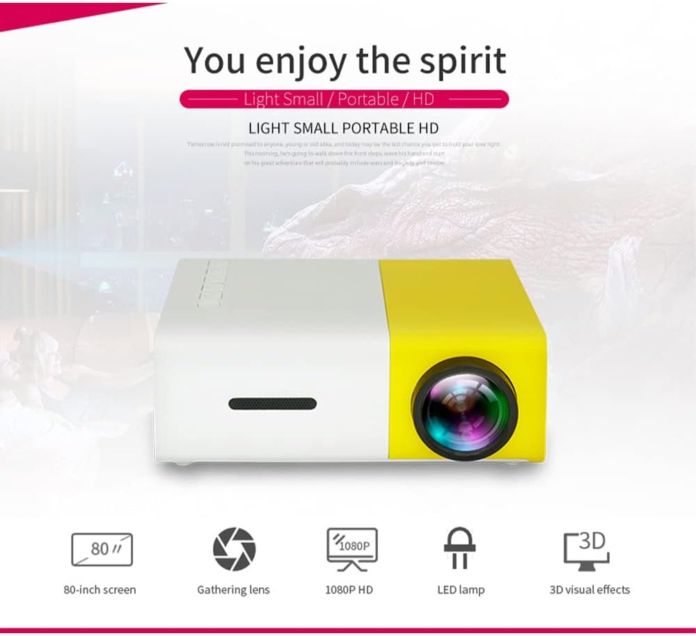 Arabest Mini Projector, LED Portable Projector, Smart Home Projector, 1080P Supported Outdoor Projector, Movie Projector Compatible with HDMI, USB, TF Card, AV and Remote Control(UK Plug)