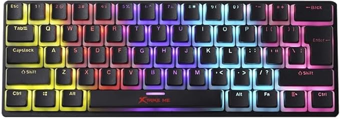 XTRIKE ME GK985P 60% Pudding Gaming Mechanical Keyboard - Blue Switches - Rainbow LED Lighting - PBT Key Caps - English Only Keys, USB