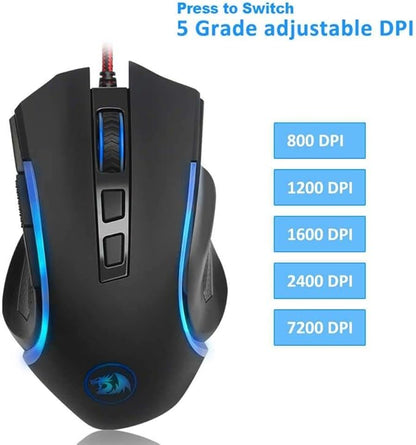 Redragon M607 8 Buttons Gaming Mouse (R G B, 7200DPI)