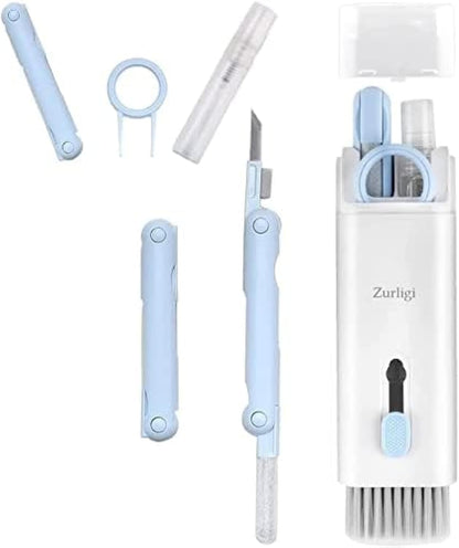 7-in-1 Cleaner Set, Laptop Screen Keyboard Earbud Cleaner Kit for Airpods MacBook iPad iPhone iPod, Multi-Function Cleaning Pen Brush Tool Key Remover for PC Monitor, Computer, Headphone (Blue)