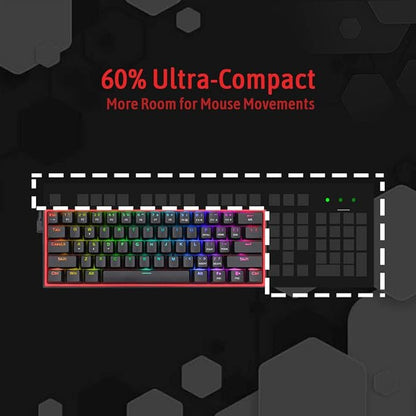 REDRAGON K617 Fizz RGB 60% Mechanical Keyboard | RED-K617-RGB, Carbon