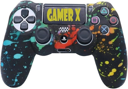 PS4 Controller Cover Case black with color Dots with Pair grip (1) - T