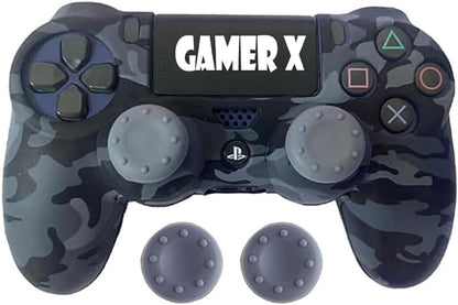 PS4 Controller Cover Case Black Camouflage with Thumb Grip - T