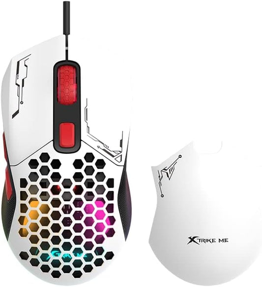 XTRIKE ME GM316 Gaming Mouse RGB USB – 7200 DPI – 7 Buttons – 2 Detachable Covers – RGB Lighting – 67G weight | (GM316W)