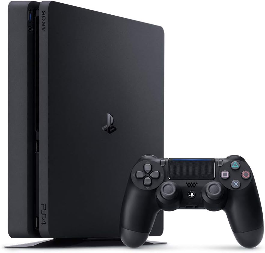 Sony PlayStation 4 Slim Console 500GB, 8GB RAM- Black- European Version, with Dual Sense wireless Controller- Black