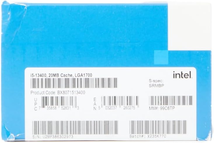 Intel Core i5 13400 13th Generation Desktop PC Processor Box CPU APU 20 MB Cache 10 Cores 16 Threads 4.60 Ghz Clock Speed 3 Years Warranty with Fan LGA 1700 Socket (Graphics Card not Mandatory)