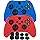 MXRC Silicone Rubber Cover Skin case Anti-Slip Customize Camouflage for Xbox Series X/S Controller x 2(Red+Blue) + FPS PRO Extra Height Thumb Grips x 8