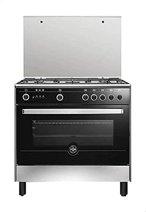 La Germania 9N10GUB1X4AWW Freestanding Cooker with 5 Gas Burners, 90x60 cm - Black and Silver