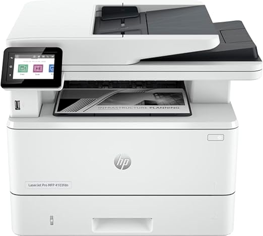 HP LaserJet Pro MFP 4103fdn Printer (2Z628A), Print, copy, scan, fax, white