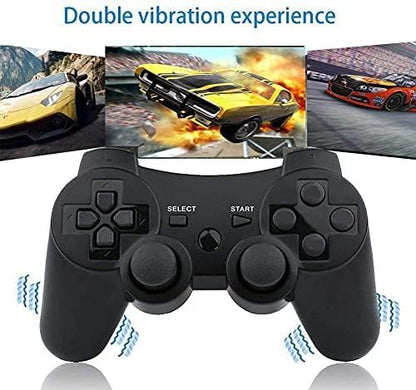 Kepisa Wireless Controller for PS3 Playstation 3 Dual Shock, Bluetooth Remote Joystick Gamepad for Six-axis with Charging Cable (Black and Black)