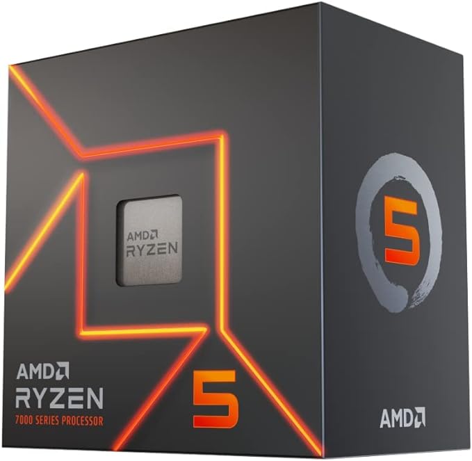 AMD Ryzen 5 7600 Desktop Processor (6-core/12-thread, 38MB cache, up to 5.1 GHz max boost) with AMD Wraith Stealth Cooler