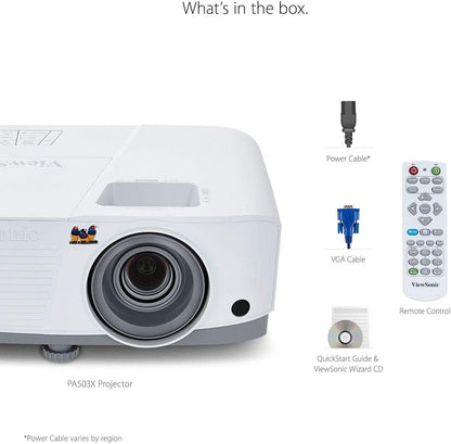 ViewSonic PA503X (1024x768) Resolution,XGA Projector, 3800 Lumens, Image Correction+Vertical Keystone, HDMI, Dual VGA