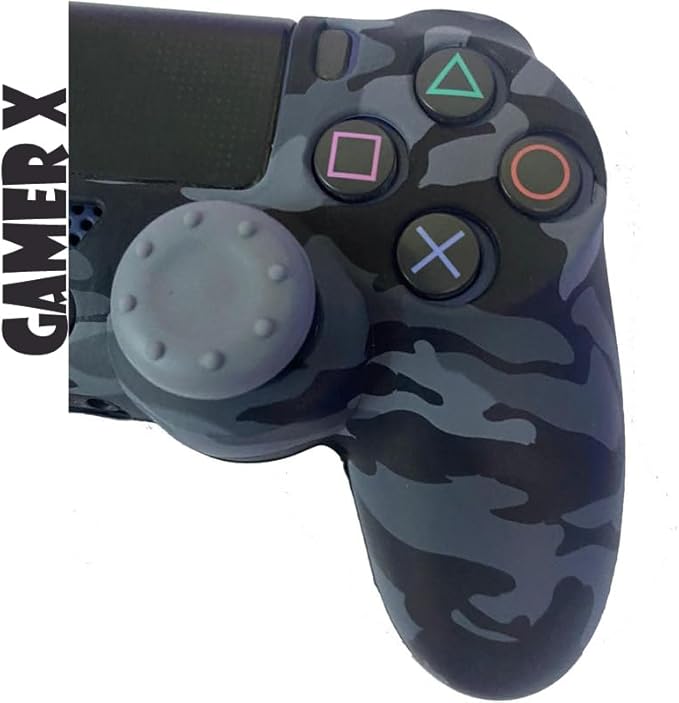 PS4 Controller Cover Case Black Camouflage with Thumb Grip - T