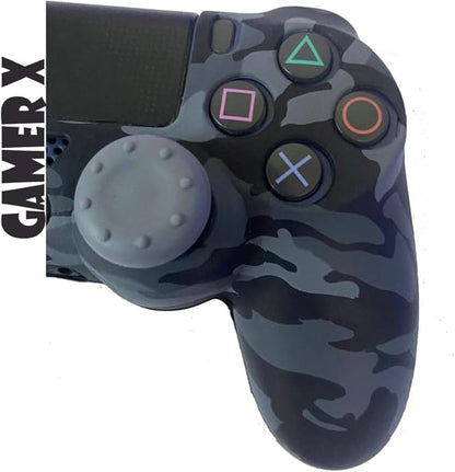 PS4 Controller Cover Case Black Camouflage with Thumb Grip - T