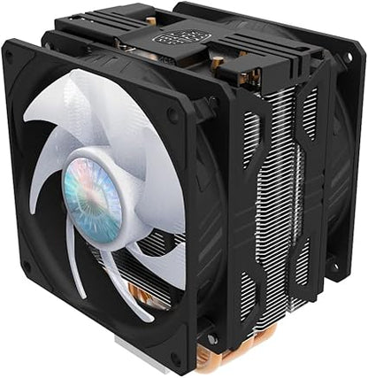 Cooler Master Hyper 212 LED Turbo ARGB CPU Air Cooler - Jet Black Aluminium Finish, 4 Continuous Direct Contact Heat Pipes with Fins, Dual SickleFlow 120 ARGB Fans, ARGB LED Controller - ARGB