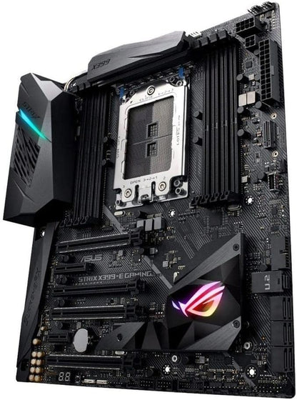 ASUS ROG STRIX X399-E GAMING AMD Ryzen Threadripper TR4 DDR4 M.2 U.2 X399 EATX HEDT Motherboard with onboard 802.11AC WiFi, USB 3.1 Gen2, and AURA Sync RGB Lighting