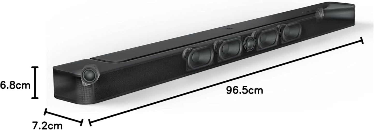 JBL Bar 500 5.1-Channel Soundbar with Wireless Subwoofer, Multibeam and Dolby Atmos Theatre-Quality 3D Surround Sound, PureVoice Technology, 590W Output Power, Built-In WiFi - Black, JBLBAR500PROBLKUK
