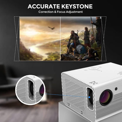 Wownect Android Projector FULL HD [4500 Lumens/Screen Size upto 200 inch]for Small/Big Room[Native Res 1080P] Download Apps Bluetooth Wifi Home Theater Gaming with 120inch Projector Screen - White