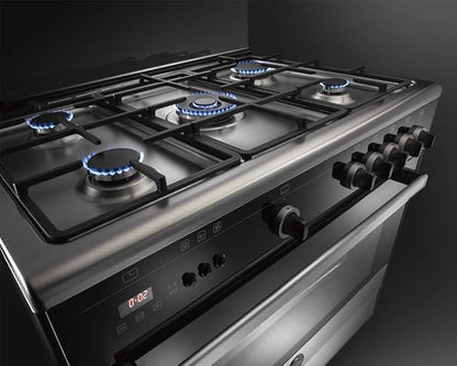 LA GERMANIA Freestanding Cooker 90 x 60, 5 Gas Burner, Stainless x Black 9M10G4A1X4AWW - T