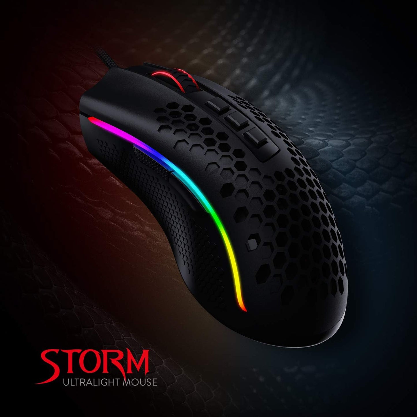 Redragon M808 Storm -85Gram RGB Gaming Mouse | Optical Sensor 3327 12,400 DPI | Programmable Buttons | Ultralight Honeycomb Shell | FOR PC