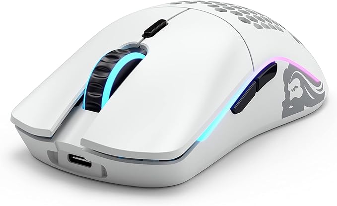 Glorious Gaming - Model O Wireless Gaming Mouse - RGB Mouse with Lights 69 g Superlight Mouse Honeycomb Mouse (Matte White Mouse)