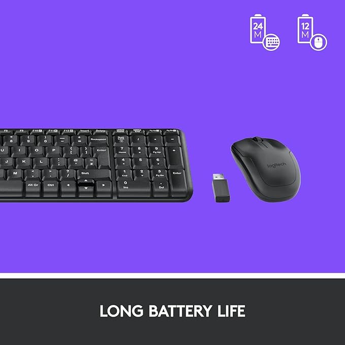 Logitech MK220 Wireless Keyboard And Mouse Combo (English & Arabic Layout) - Compact Size - Long Battery Life 24 Month For Keyboard and 12 Month for Mouse