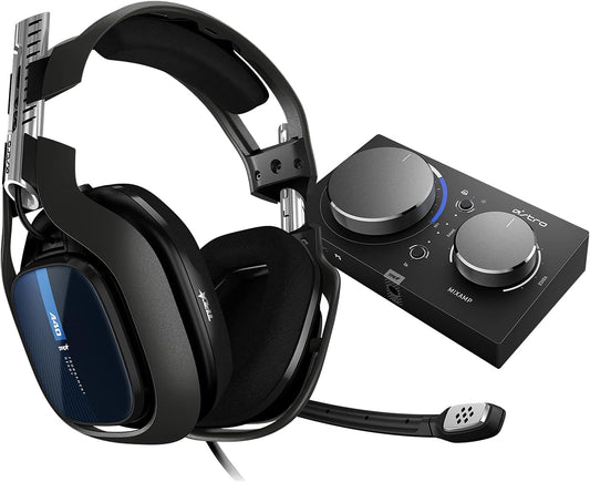 ASTRO Gaming A40 TR Wired Headset + MixAmp Pro TR with Dolby Audio for PlayStation 5, PlayStation 4, PC, Mac - Black/Blue (Renewed)