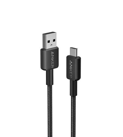 Anker 322 USB-C to USB A 3.0 cable (3ft/0.9m), High Durability Type C Braided Charging Cable Compatible with Samsung Galaxy S10, S9, Huawei P10, P9, Sony XZ + 18 Months Local Warranty