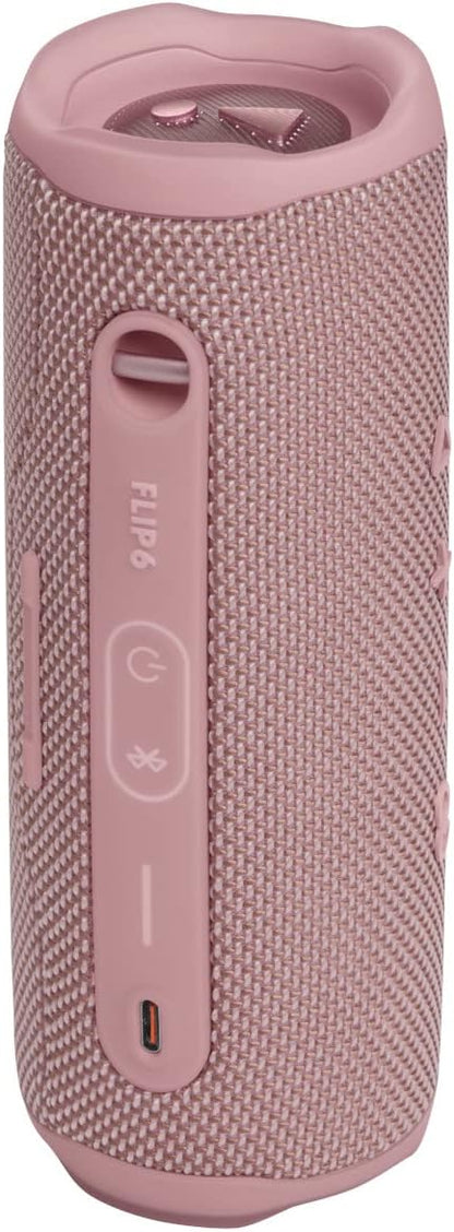 JBL Flip 6 Bluetooth box in Pink: Waterproof portable speaker with 2-way speaker system for powerful sound, up to 12 hours of wireless music play.