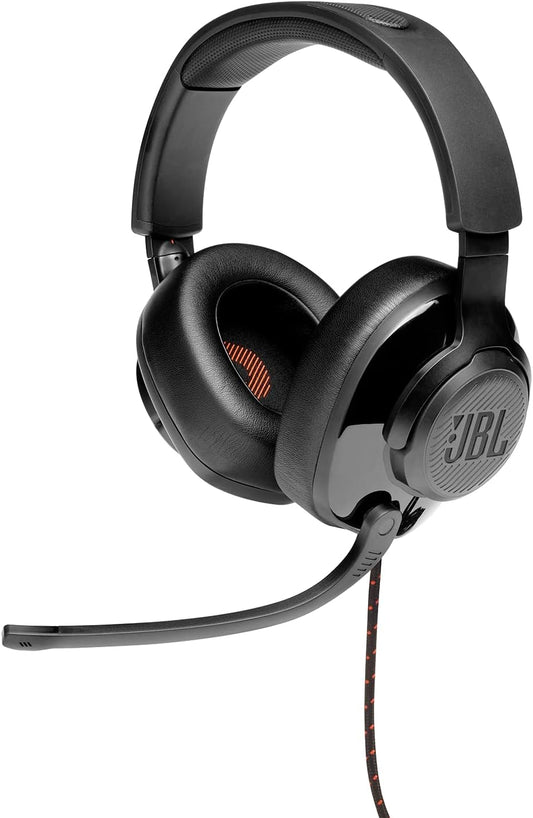 JBL Quantum 200 Over Ear Gaming Headset with Microphone - Black, Wired earphones Airpods earbuds headphones