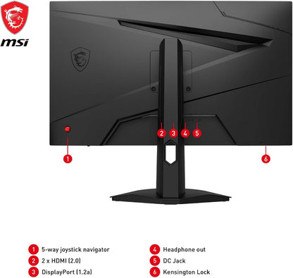 msi G244F E2 23.8 Inch FHD Gaming Monitor - 1920 x 1080 Rapid IPS Panel, 180 Hz / 1ms, 118% sRGB Colour Gamut/Adaptive-Sync - DP 1.2a, HDMI2.0b