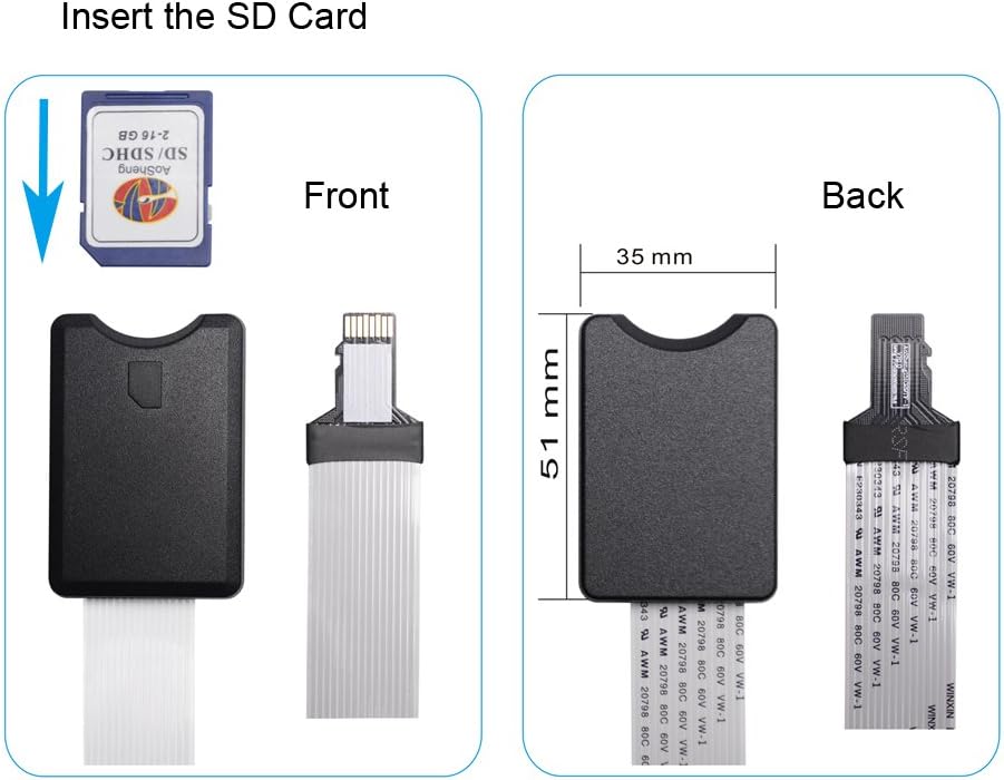 OUSHE 25cm Micro SD to SD Extension Cable Flexible 4 8 16 32GB TF Memory Card Reader Adapter Extender Cord SDHC/RS-MMC for MacBook/Kindle/Raspberry Pi/Camera/Arduino/3D Printer/Monitoring System/TV