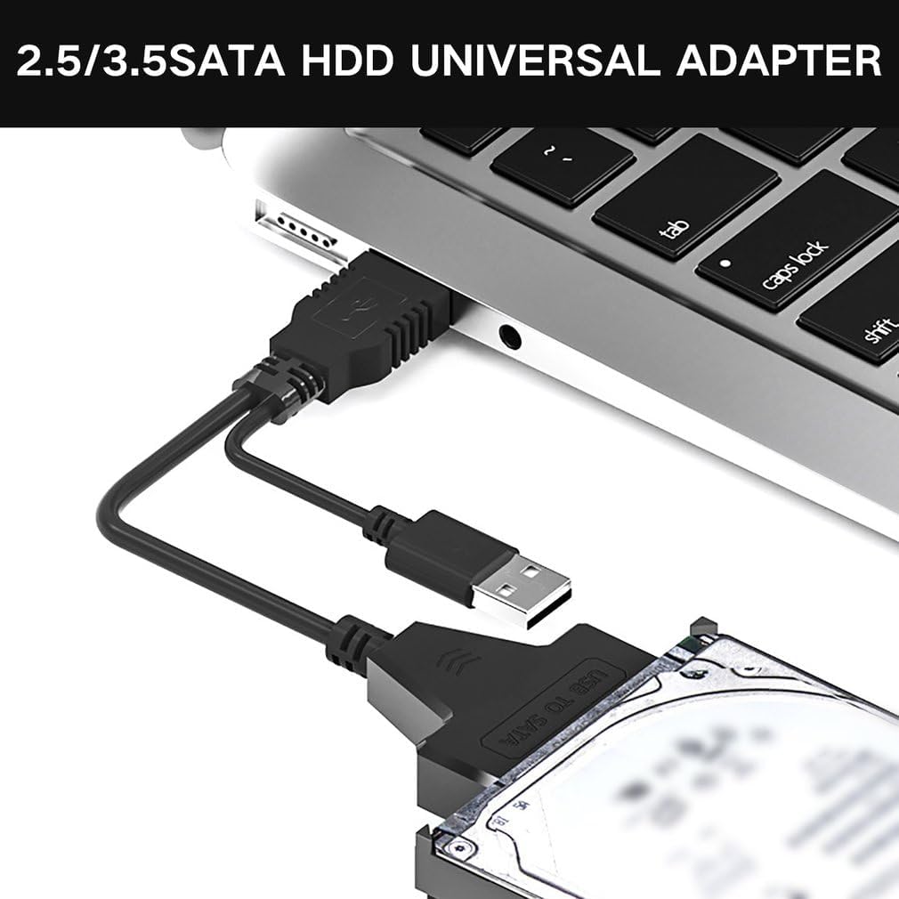 Zonic Z1096 USB 3.0 SATA (7+15pin) 22Pin to USB Adapter Up to 6 Gbps Support 2.5 Inches External SSD HDD Hard Drive 22 Pin Sata III Data support 4tb - Black - T