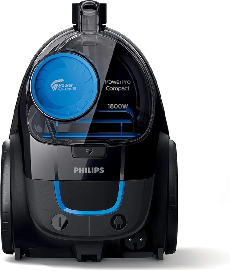 PHILIPS PowerPro Compact black: 1800W, 330W suction power, Power Cyclone 5 technology, integrated brush, HEPA filter, easy to empty dust bucket, 1.5L dust capacity FC9350/62