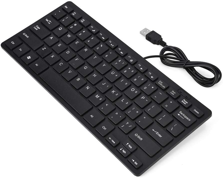 78 Keys Ultra Thin Mini USB Wired Keyboard for Desktop Computer Laptop PC (Black)