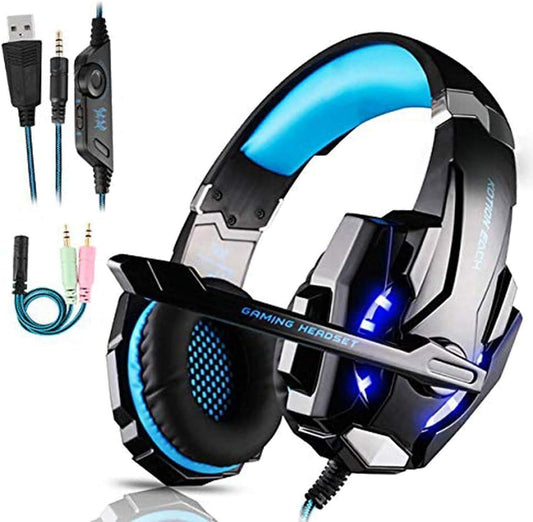 FUNINGEEK Gaming Headset for PS5 PS4, G9000 Wired Over-Ear Noise Cancelling Headphones with LED, Surround Sound, 3.5mm Jack, Mic, Compatible for Xbox One/Nintendo Switch/PC/Mac