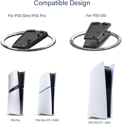 LOKYOYO Vertical Stand for PS5/ PS5 Pro Consoles, Compatible with Playstation 5 Slim, Metal Upright Base Anti-Slip Holder for PS5 Slim & PS5 Disc/Digital Console