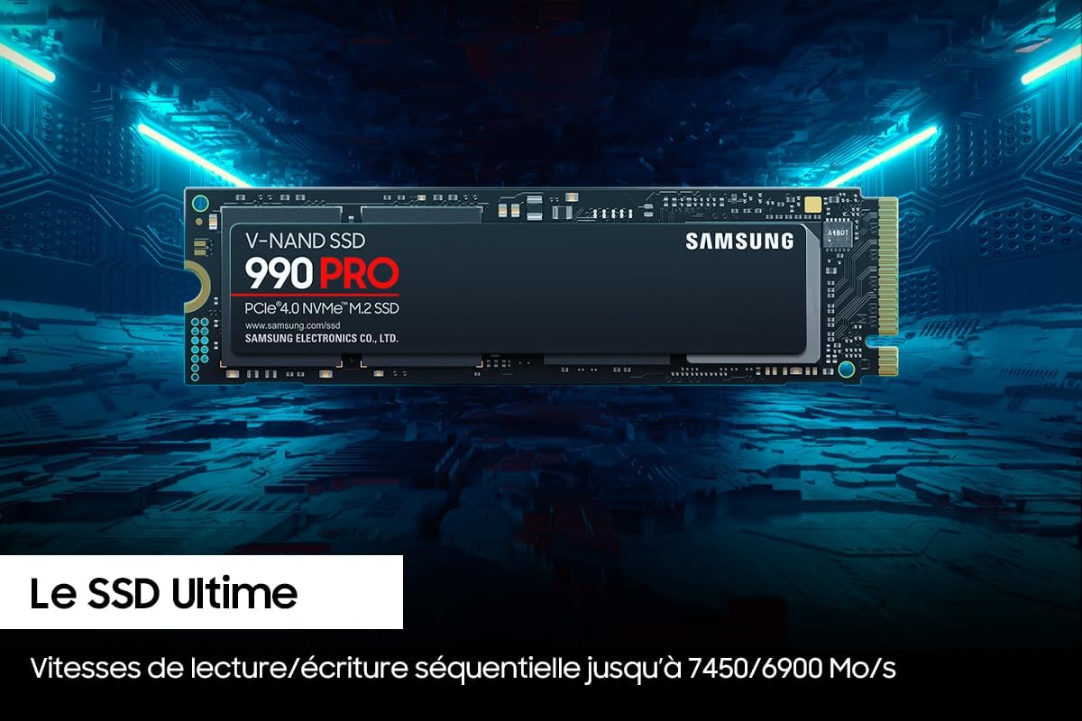 Samsung 990 PRO NVMe M.2 SSD, 4 TB, PCIe 4.0, 7,450 MB/s Read, 6,900 MB/s Write, Internal SSD, for Gaming and Video Editing, MZ-V9P4T0BW