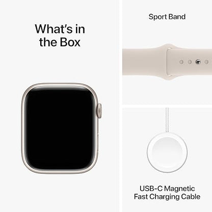 Apple Watch Series 9 [GPS 45mm] Smartwatch with Starlight Aluminum Case with Starlight Sport Band