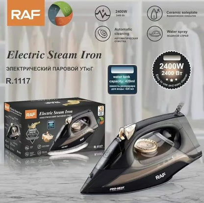 RAF Steam Iron R.1117, 2400 Watt, 220v, 50Hz, Black