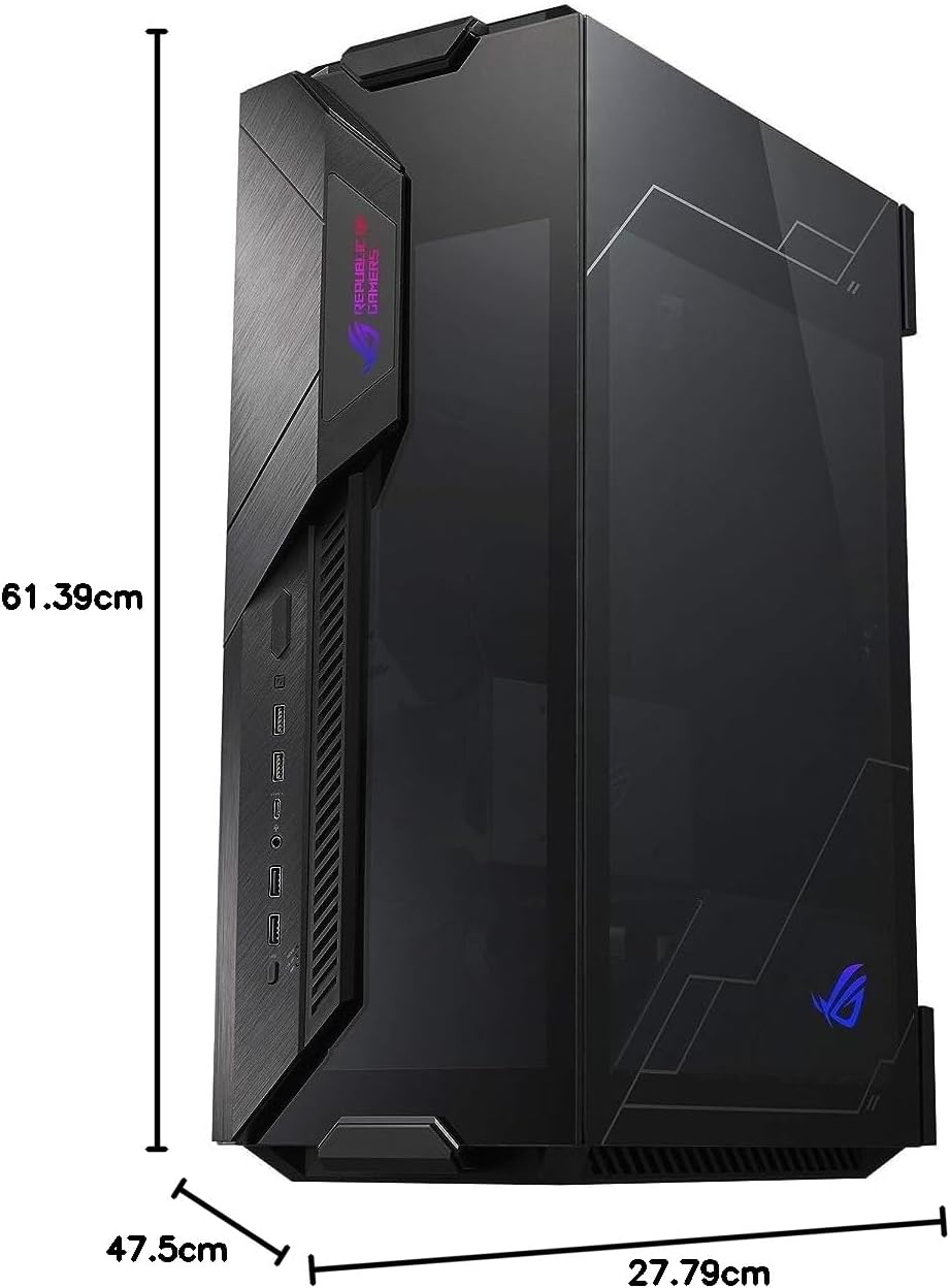 ASUS ROG Z11 Mini-ITX/DTX Mid-Tower PC Gaming Case with Patented 11° Tilt Design, Compatible with ATX Power Supply or a 3-Slot Graphics, Tempered-glass Panels, Front I/O USB 3.2 Gen 2 Type-C, Two USB 3.2 Gen 1 Type-A and ARGB Control Button