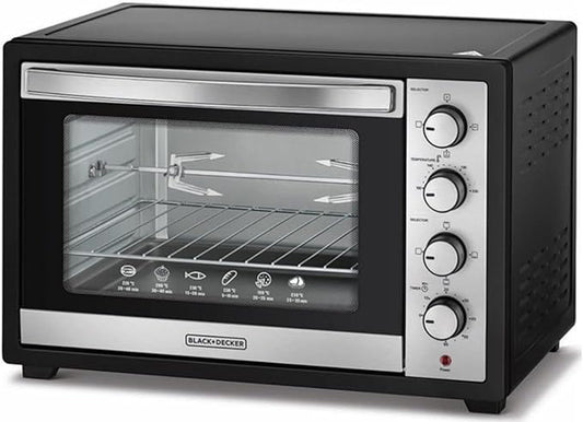 BLACK+DECKER 50L 2000W Double Glass Door Toaster Oven with Rotisserie For Grilling Toasting Baking and Broiling TRO50RDG-B5 2 Years Warranty