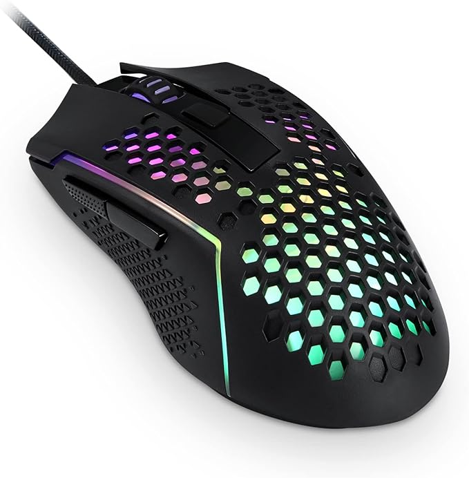 Redragon M987 Wired Ultra-Lightweight Gaming Mouse 55 g Honeycomb RGB Backlit 6 Buttons Programmable with 12400 DPI for Windows PC Computer