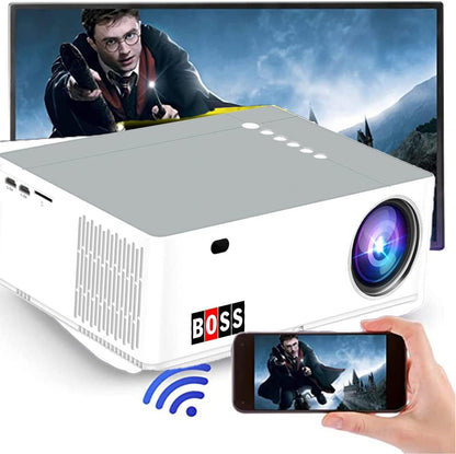 BOSS S39A, 3840x2160p | Contrast Ratio 7000:1 | Lumens 6000 | Android Version 6.0 | Ram: 1 GB, ROM: 8 GB| Supports USB, HDMI, Wi-Fi/Bluetooth| Home Theatre Video Projector for Home/Office