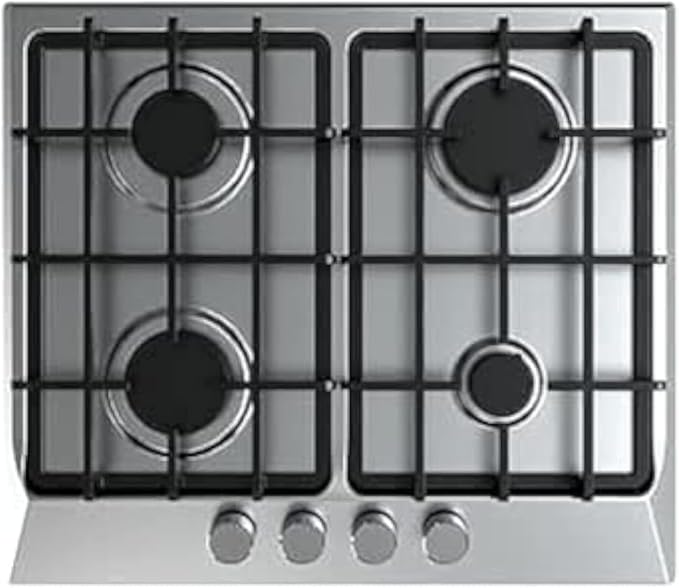 Fresh HAFR60CMSC1 Stainless Steel Built-in Hob, 4 Gas Burners, 60 x 60 cm - Black and Silver