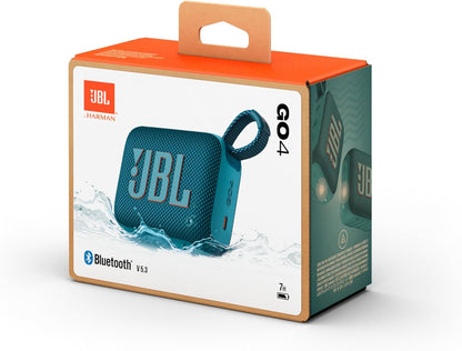 JBL Go 4 in Blue - Portable Bluetooth Speaker Box Pro Sound, Deep Bass and Playtime Boost Function - Waterproof and Dustproof - 7 Hours Runtime - T