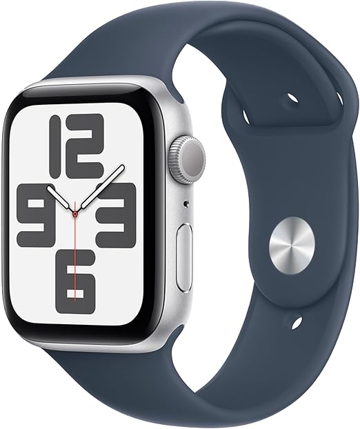 Apple Watch SE GPS 40mm Silver Aluminium Case with Storm Blue Sport Band M/L