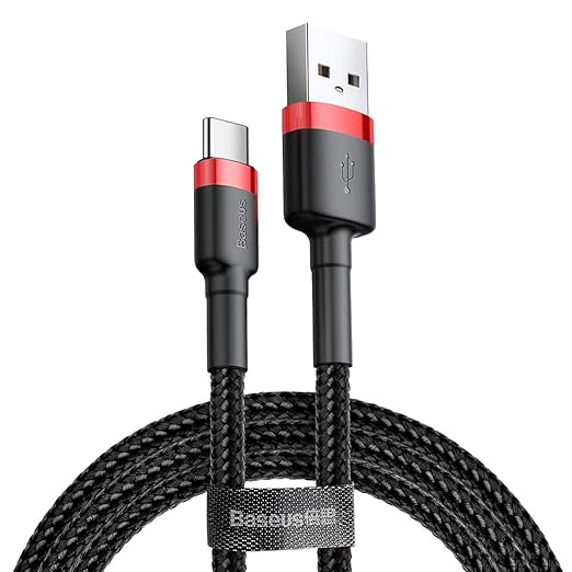 Baseus 3A Type-C Super Fast Q.C3 Charging and Data Cable Braided Wire USB/USB-C for Samsung/Huawei/Xiaomi/Oppo and All Mobile Devices (1 Meter)